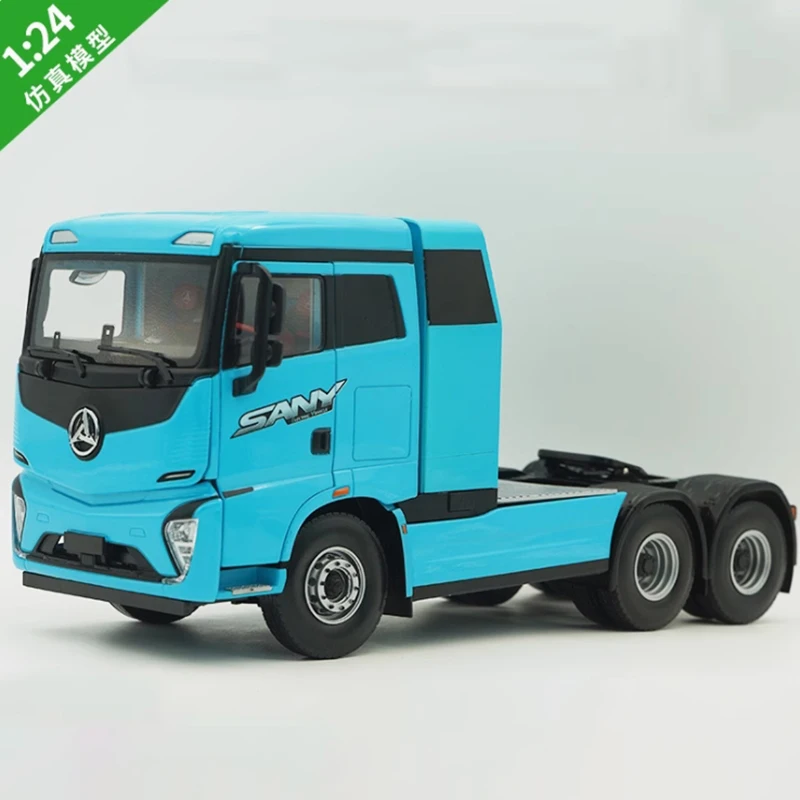 Diecast 1:24 SANY Tractor Trailer Alloy Heavy Truck Engineering Car Model Simulation Collection Hobby Decoration Gift Toy