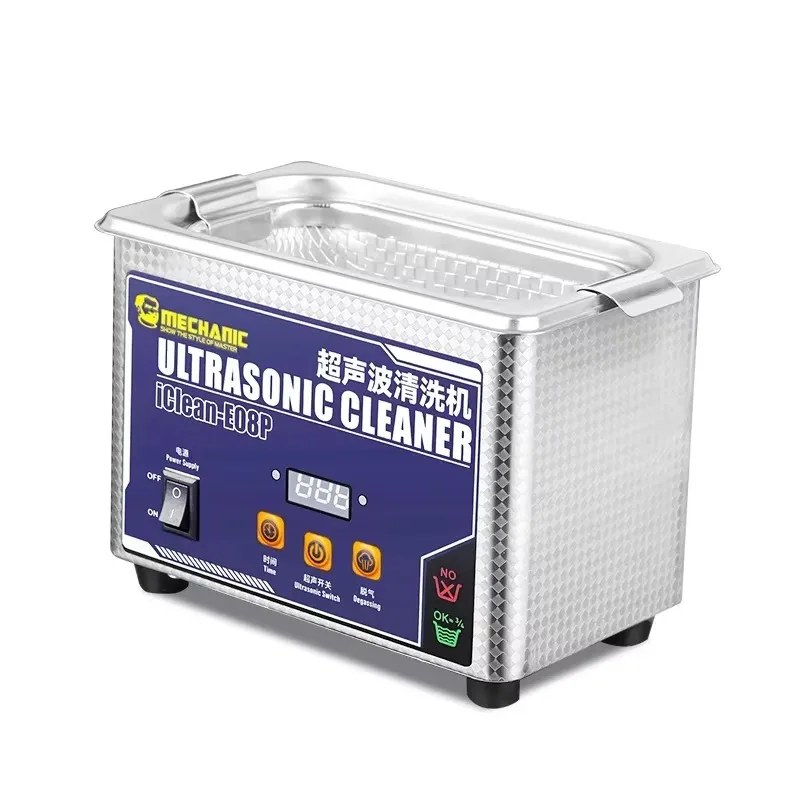 

IClean-E08P Ultrasonic Cleaner 0.8L 80W High Frequency Cleaning Machine for Mobile Phone Repair Washing Tools