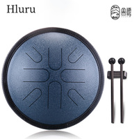 HLURU Music Drum 10 Inch 8 Notes Glucophone Steel Tongue Drum 10 Inch Ethereal Drum Yoga Meditation Percussion Instrument