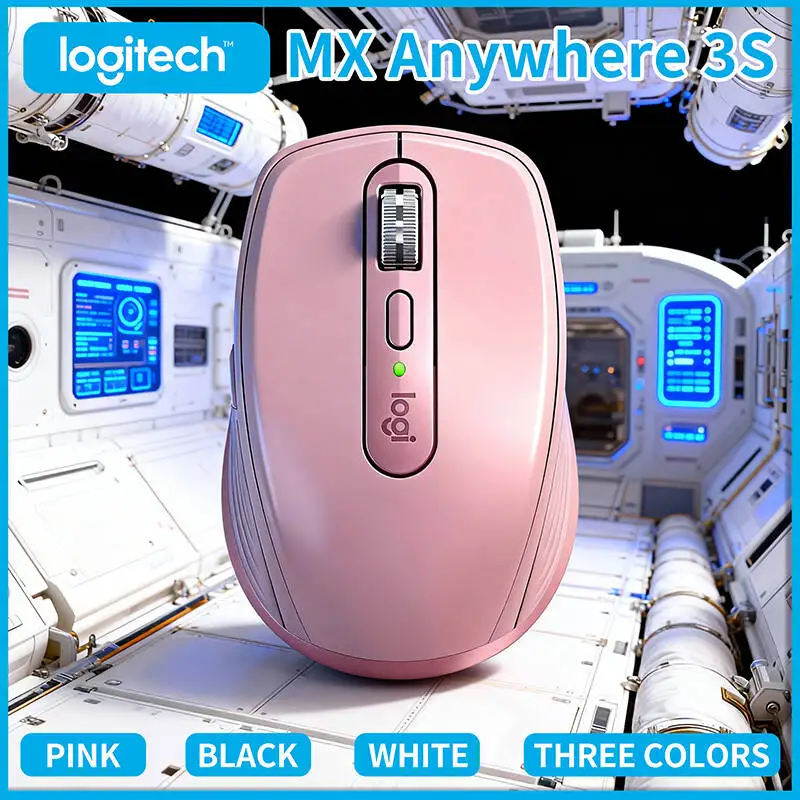 Durable Logitech MX Anywhere 3S - 8K DPI Glass Tracking, Hyper-Scroll, Silent Click, 3-Device Sync for Office Travel