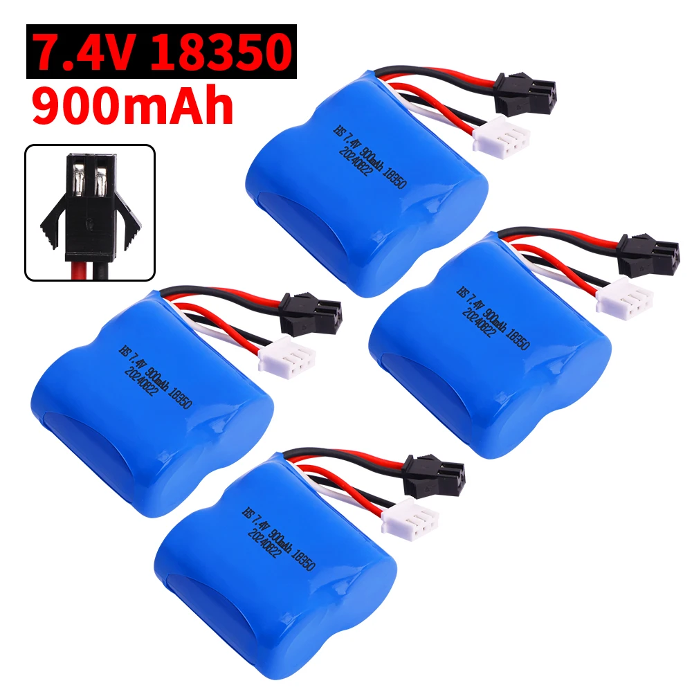 18350 7,4 V 900 mAh Li-Ionen-Akku und USB-Ladegerät für H100 H102 S1 S2 S3 S4 S5 Hochgeschwindigkeits-RC-Rennboot-Akku SM2P-Stecker-Akku