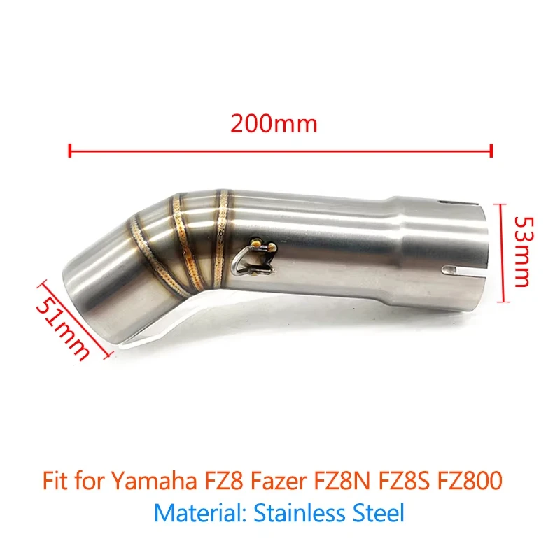 Motorcycle Exhaust Escape Moto Modify Muffler 51mm Middle Tube Link Pipe Slip On For Yamaha FZ8 Fazer FZ8N FZ8S FZ800 2010-2015