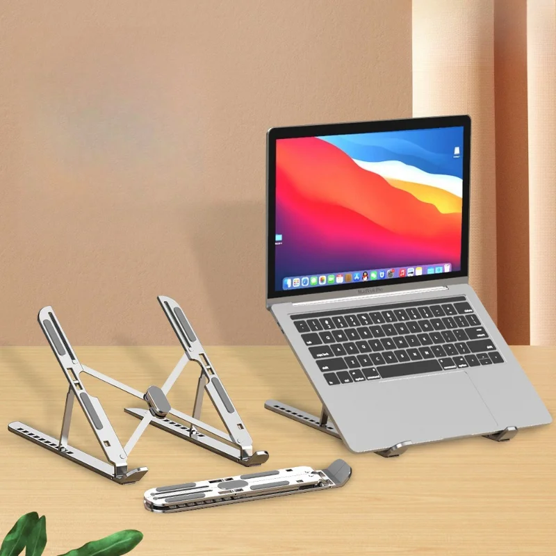 Ten Gear Adjustment Aluminum Alloy Laptop Stand Folding Heat Dissipation Heightening Bracket Portable Laptop Stand Macbook Stand