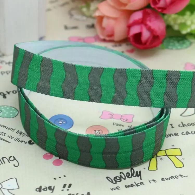 DHK 5/8 inch 5yards Fold Over Elastic FOE gril girl printed ribbon headband  hair band diy decoration OEM Wholesale C227