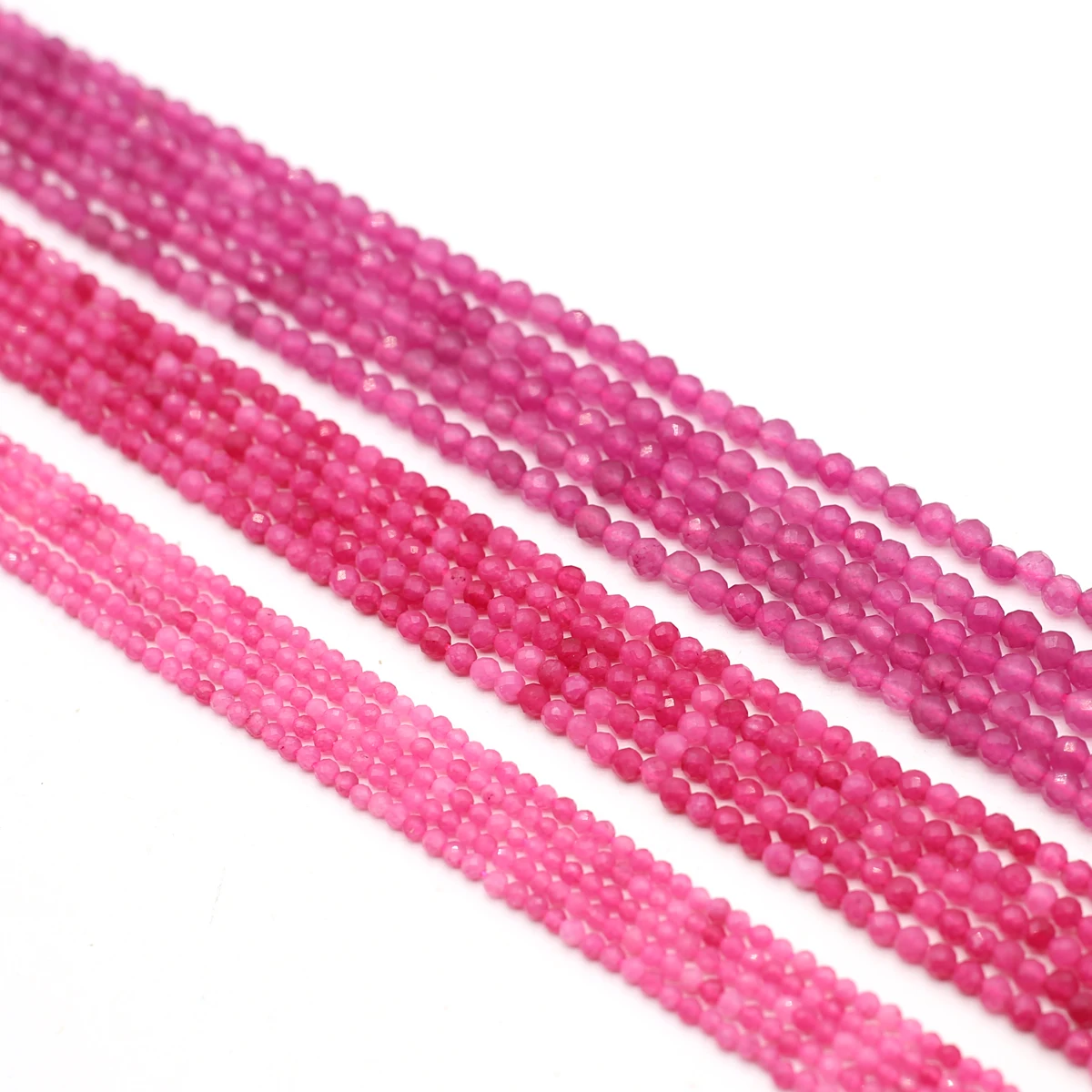 2/3/4mm Round Faceted Natural Stone Pink Tourmalines Loose Spacer Beads for Jewelry Making Supplies DIY Necklace Accessory 38cm