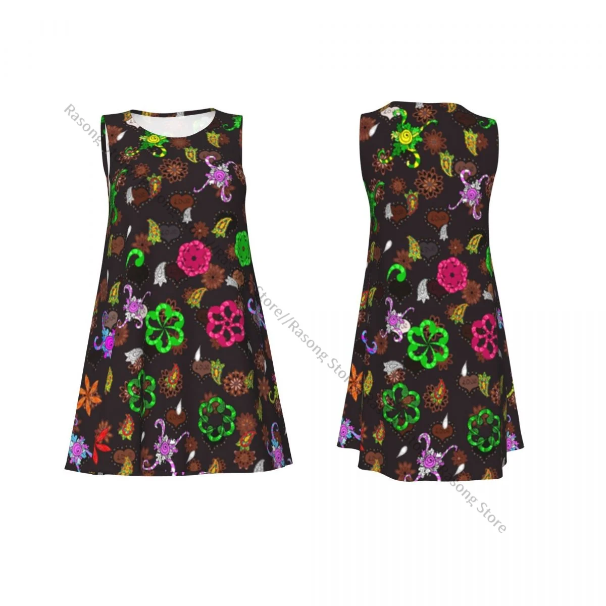 Women's Dress Abstract Cute Background Summer Casual T Shirt Beach Cover up Tank Dress