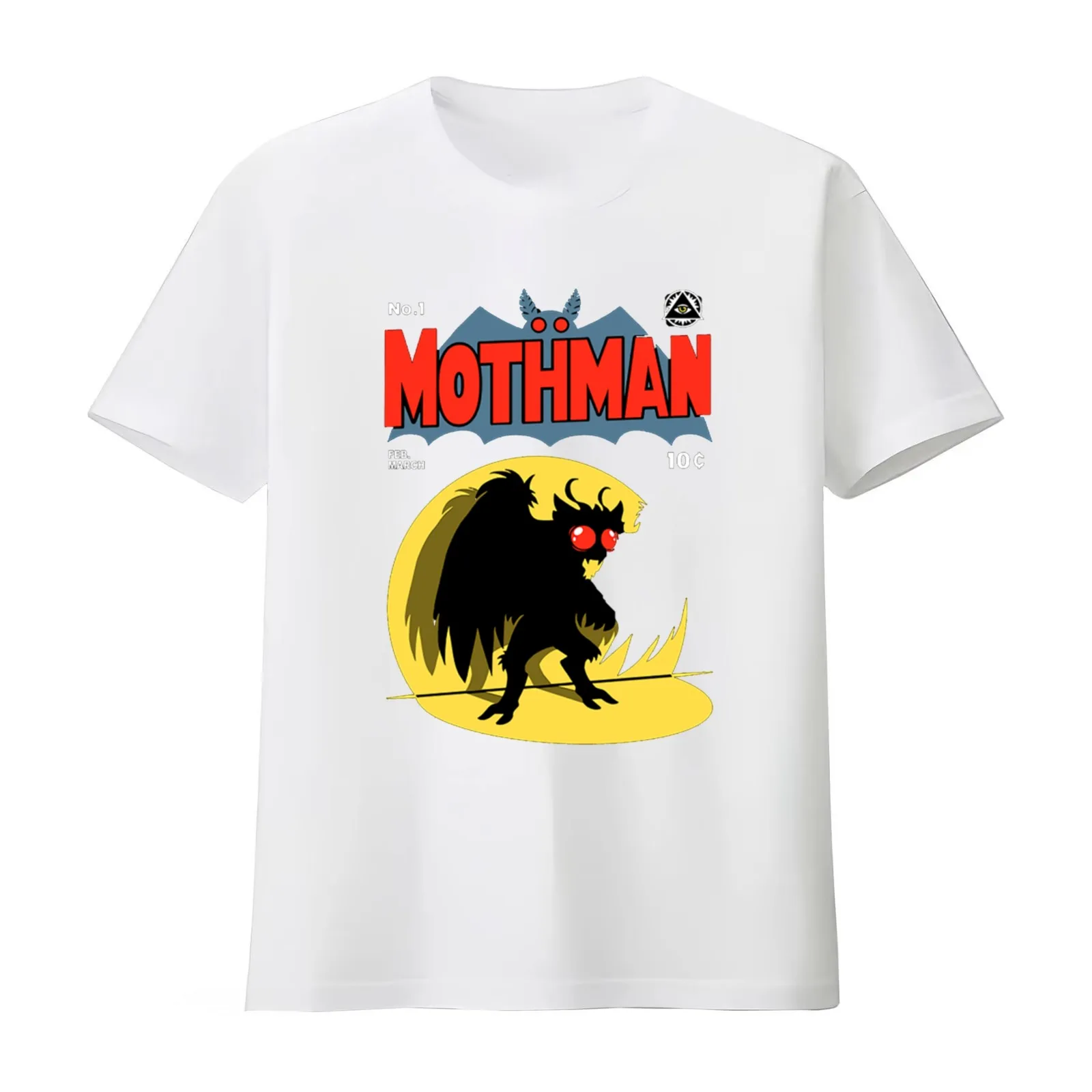 Mothman T-Shirt Summer Casual Cotton Tee Oversized Streetwear Tops Vintage Graphic Print Loose Fit Short Sleeve 100% Cotton