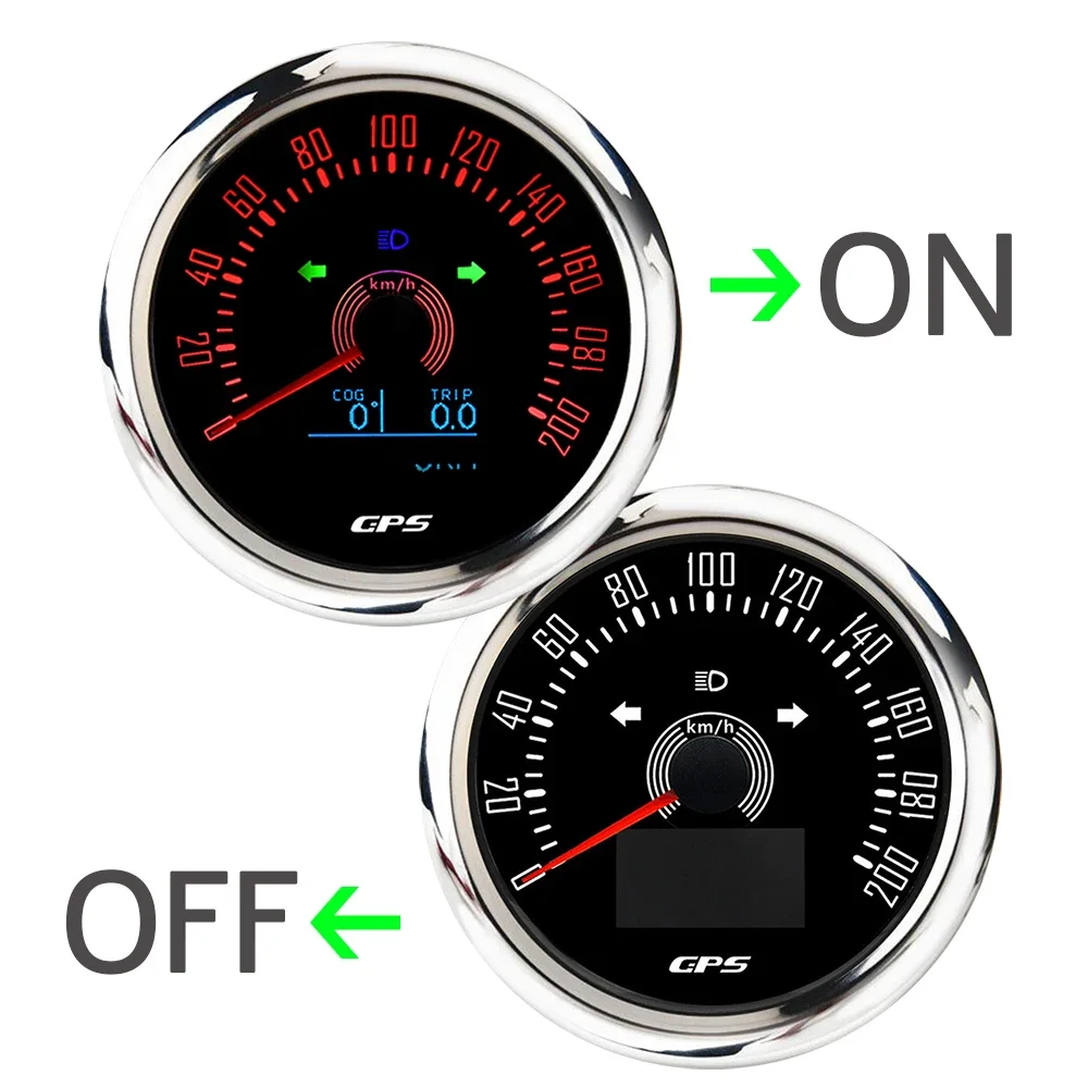 200kmh 7 Colors Backlight GPS Speedometer Odometer with Antenna 85MM Car Motorcycle Gauge with Turn Light 12/24V