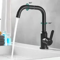 Stainless Steel Bathroom Basin Faucet Swivel Spout Kitchen Sink Faucet 360 Degree Rotation Cold and Hot Water Mixer Tap Crane