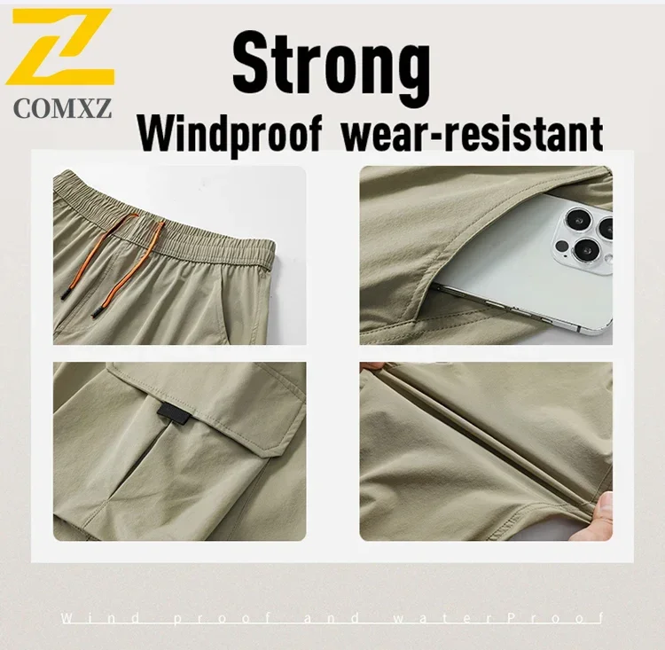 2025 New Men's Cargo Pants Casual Fashion Solid Color Drawstring Heram Pants Outdoor Hiking Fishing Travel Mountaineering Pants