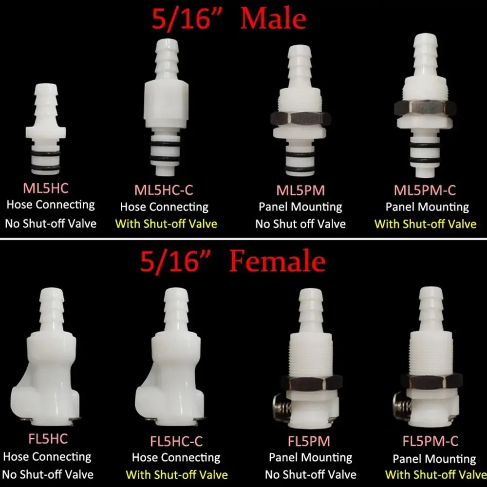 1Pcs Disconnect Fitting Coupling Hose Joint Quick Shut-Off Male Female Hose Barb Valved 5/16 3/8 L-Series Quick Coupler