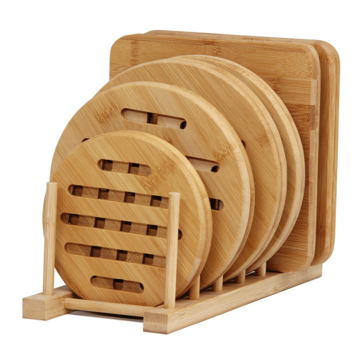 Portable placemat, thickened circular household coaster, hollowed out bamboo insulation mat, dining table mat 2026