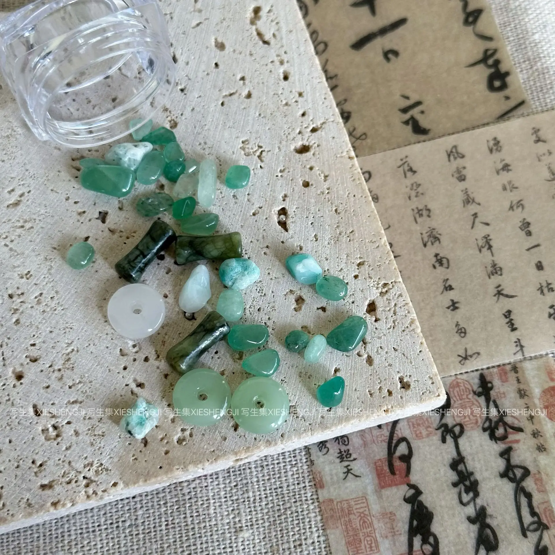 Gems Chinese Style Antique Jade Retro Ancient White Green Peace Buckle Nail Art Decorations Glass Manicure Accessorie