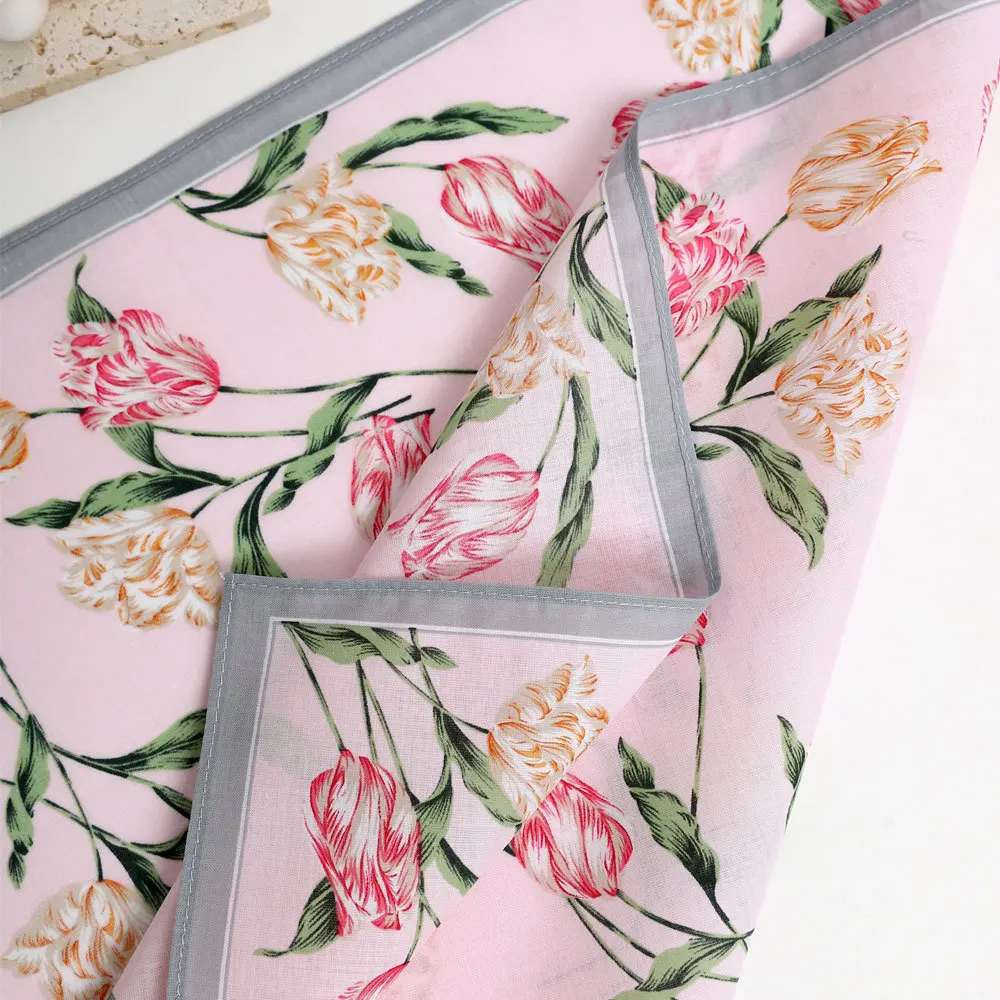 12Pcs Women's 100% Cotton Printed Handkerchief Soft Thin Absorbent Hanky Wedding Favor Bridesmaid Gift & Party Souvenir