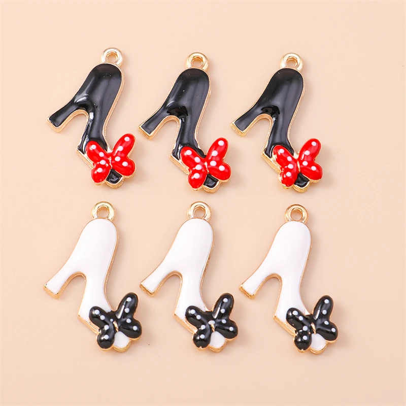 

20pcs 18x19mm Cute Enamel High Heels Charms Pendants for Making Necklaces Earrings Bracelets DIY Crafts Jewerly Findings