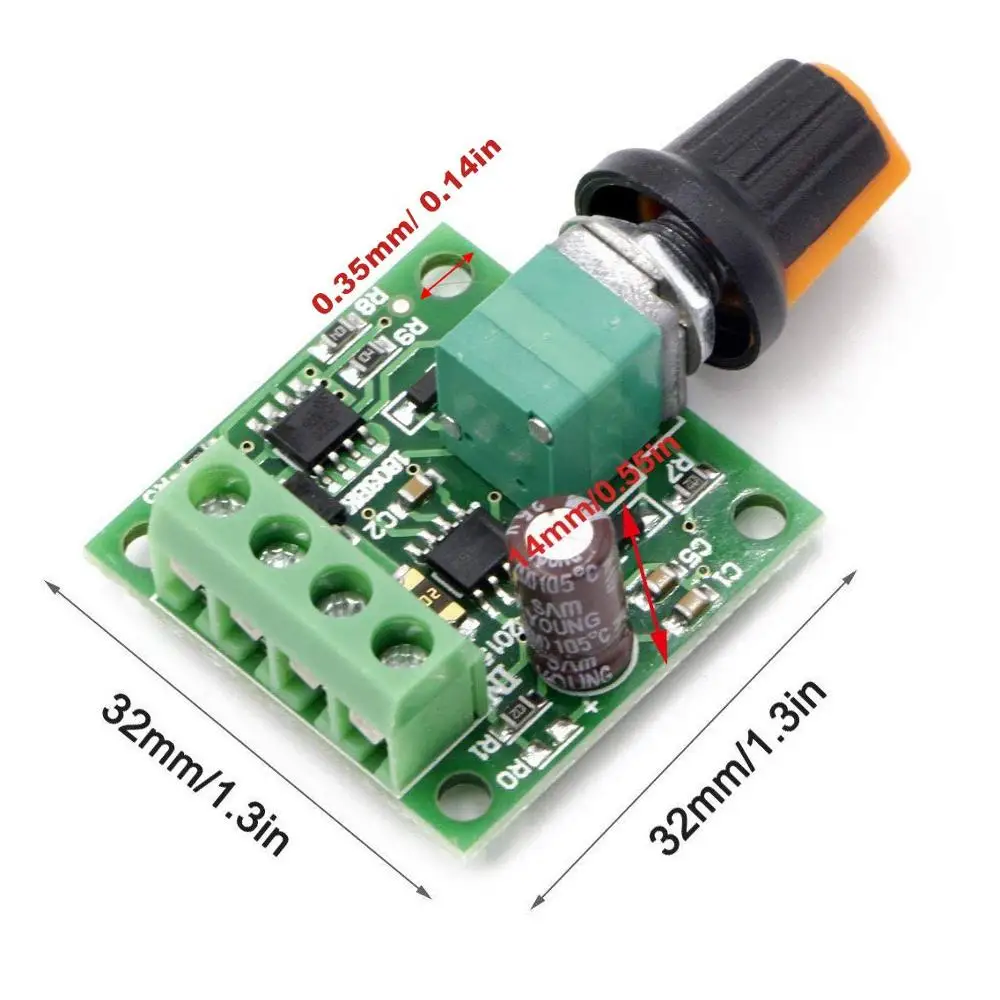 DC 1.8V 3V 5V 6V 12V 2A PWM Motor Speed Controller Low Voltage Motor Speed Controller PWM 0~100% Adjustable Drive Module