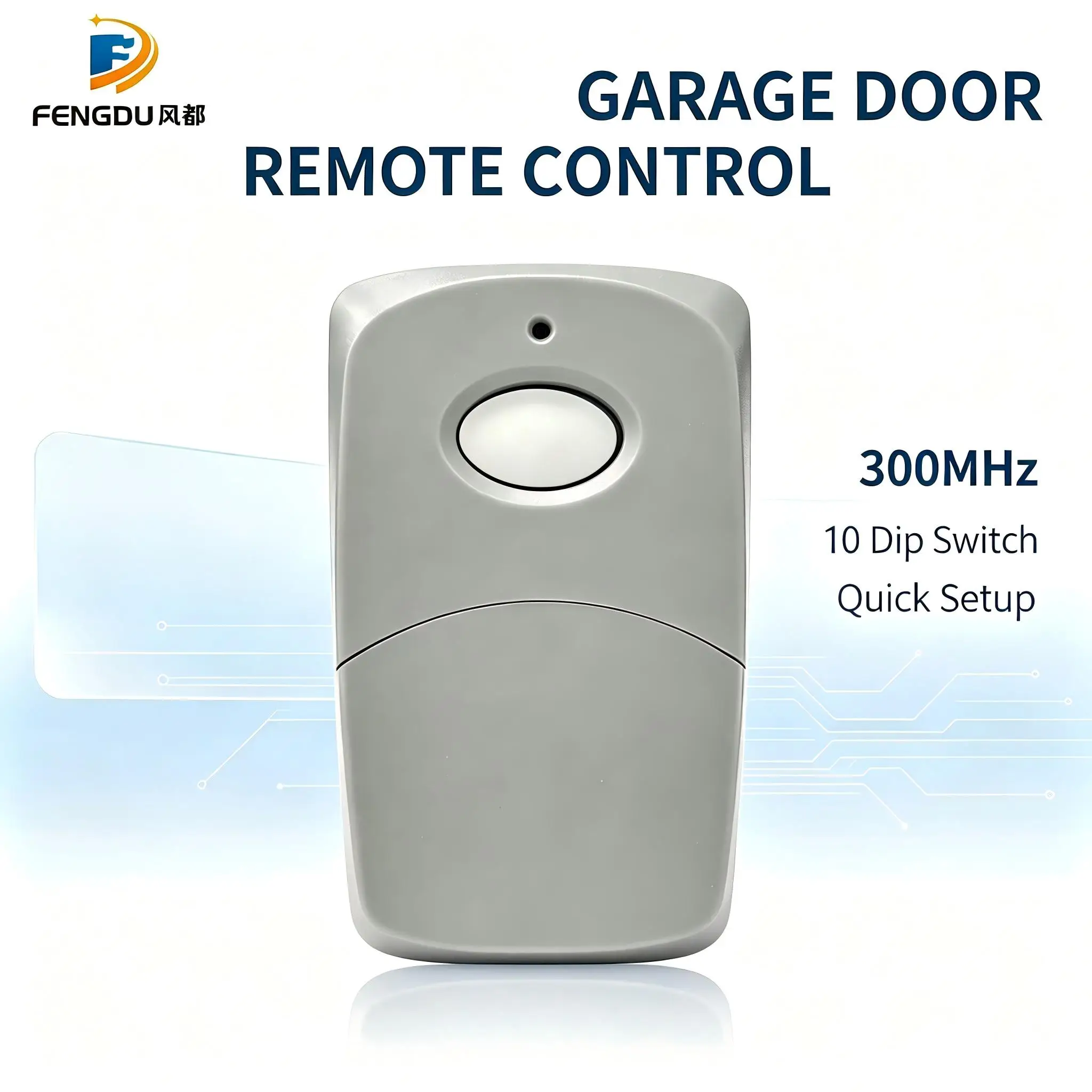 Garage Gate Remote Transmitter 300MHz Fixed‑Code 10‑DIP Switch 1‑Button Compatible With 3089 308911 MCS308911 Door Opener