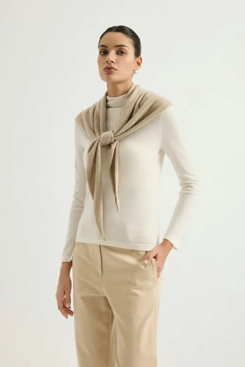 Women'S Pure Cashmere Triangular Shawl/Wrap (Fall/Winter 2026) – Sophisticated Solid-Color Knitted Shrug/Scarf