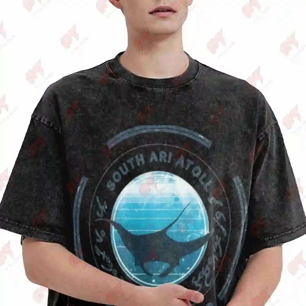 Maldives Manta Dive Islands Vintage Washed Tee Pure Cotton T-Shirt