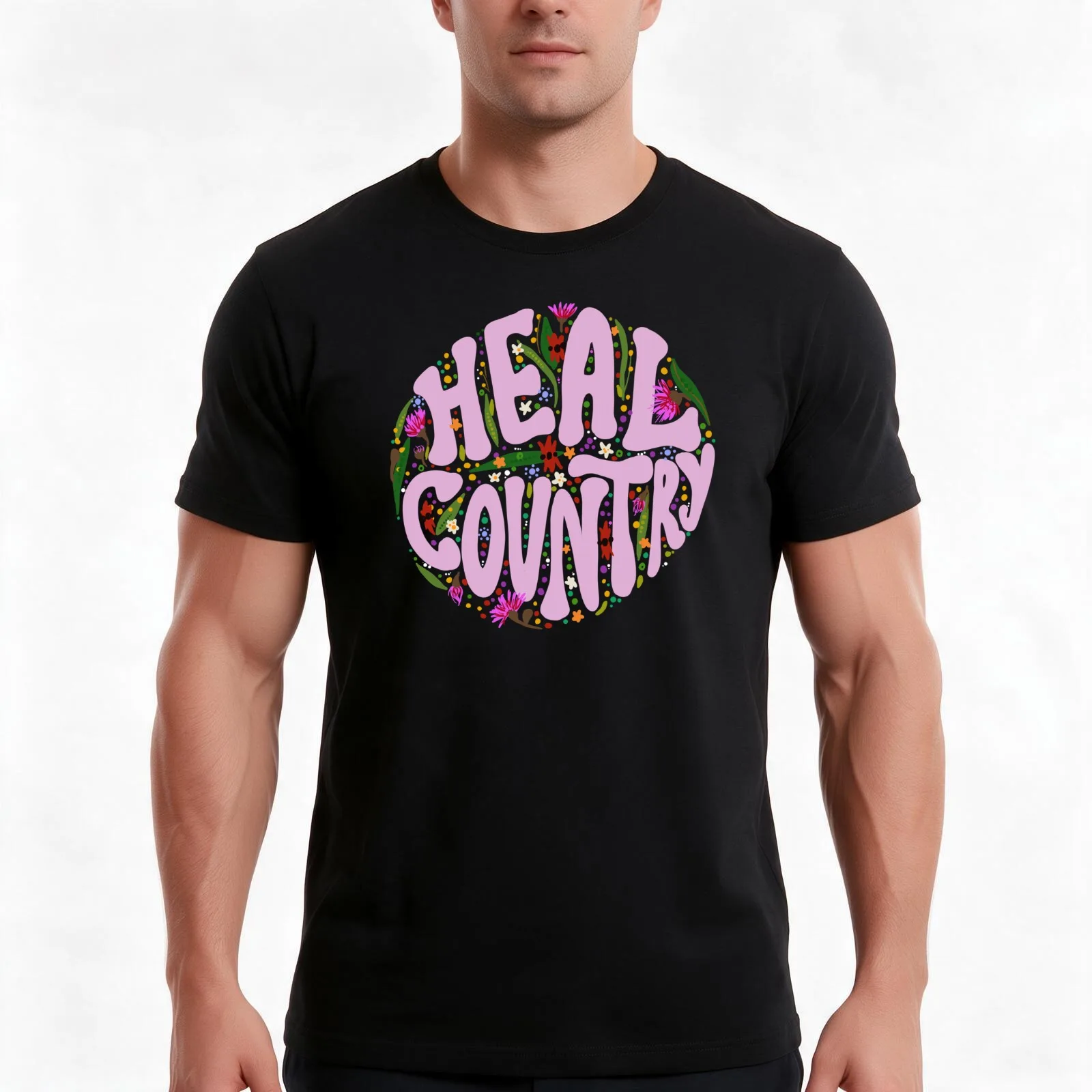 Heal Country NAIDOC 2021 - pink T-Shirt Summer Casual Cotton Tee Oversized Streetwear Tops Vintage Graphic Print 100% Cotton