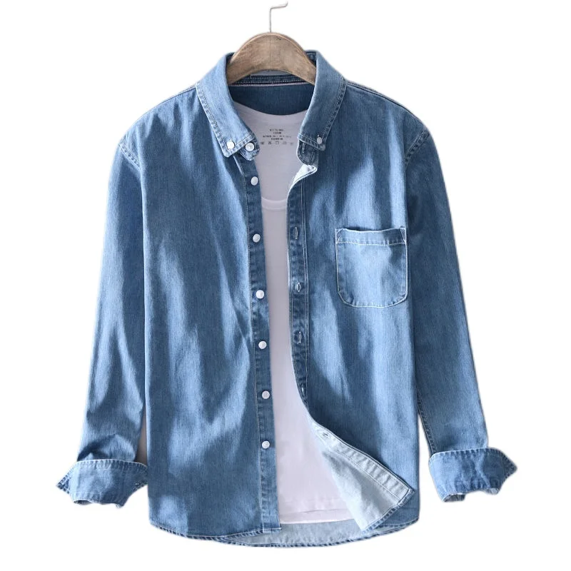 denim Spring shirt men's long-sleeved slim Korean version the trend of all-match outer wear lining clothes jacket