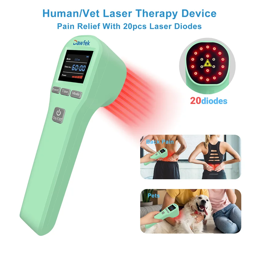 Dawfek Cold Laser for Wound Healing 650nmx16+808nmx4 Handheld Laser Treatment for Herniated Disc In Lower Back Knee Pain Relief