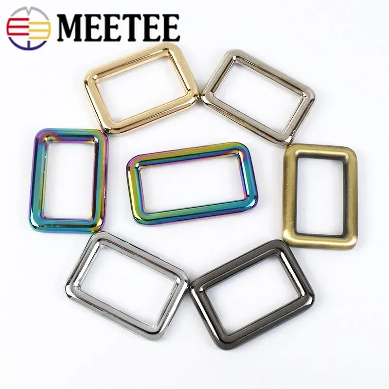 10Pcs DIY Metal Handbag Leather Bag Buckles Purse Strap Belt Web Rectangle Square D Ring Buckle Clasp Dog Collor Slider Loop