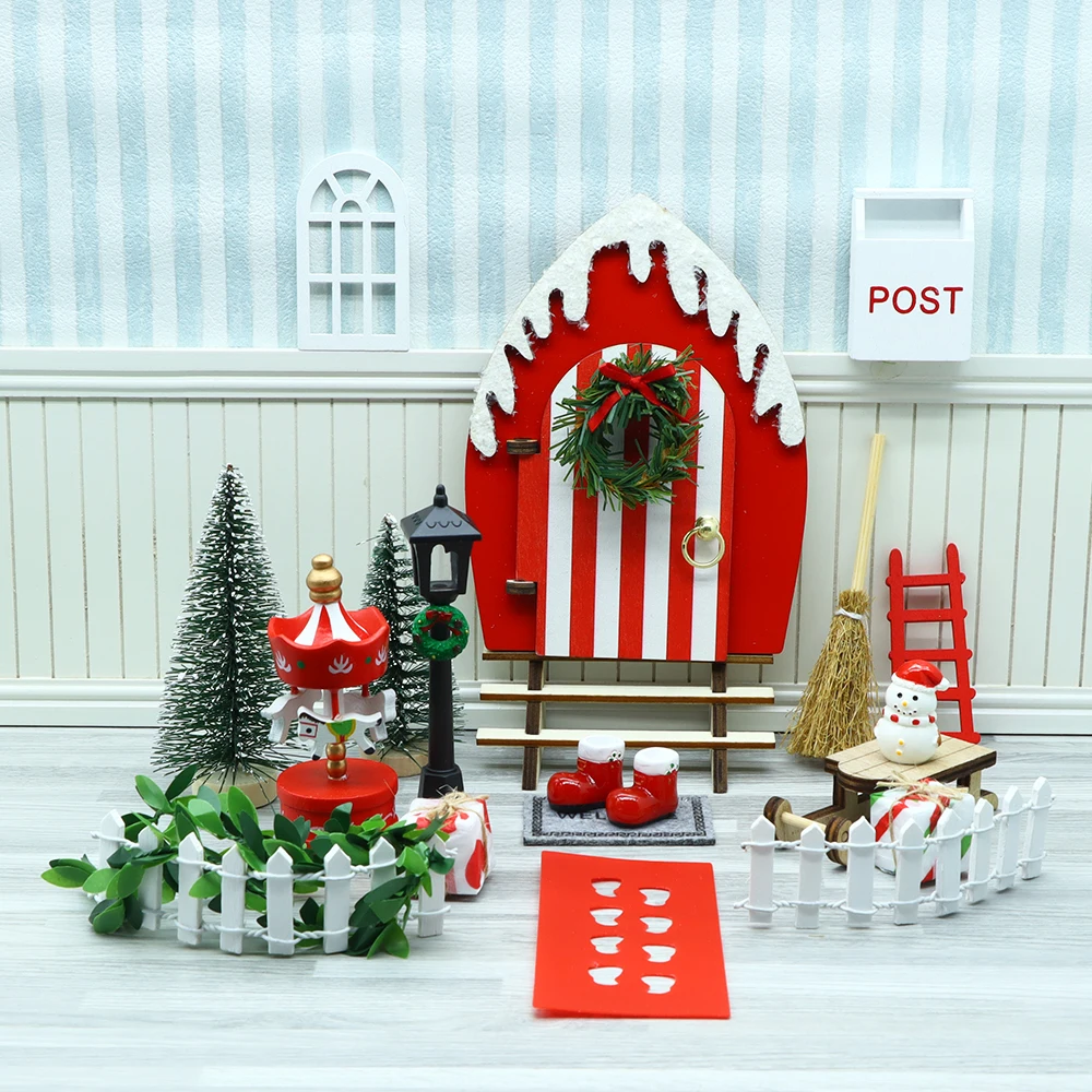 دمية صغيرة مسحوق الثلج خرافة قزم الباب BJD مصغرة فناء قزم الباب دمية زينة عيد الميلاد نموذج الملحقات