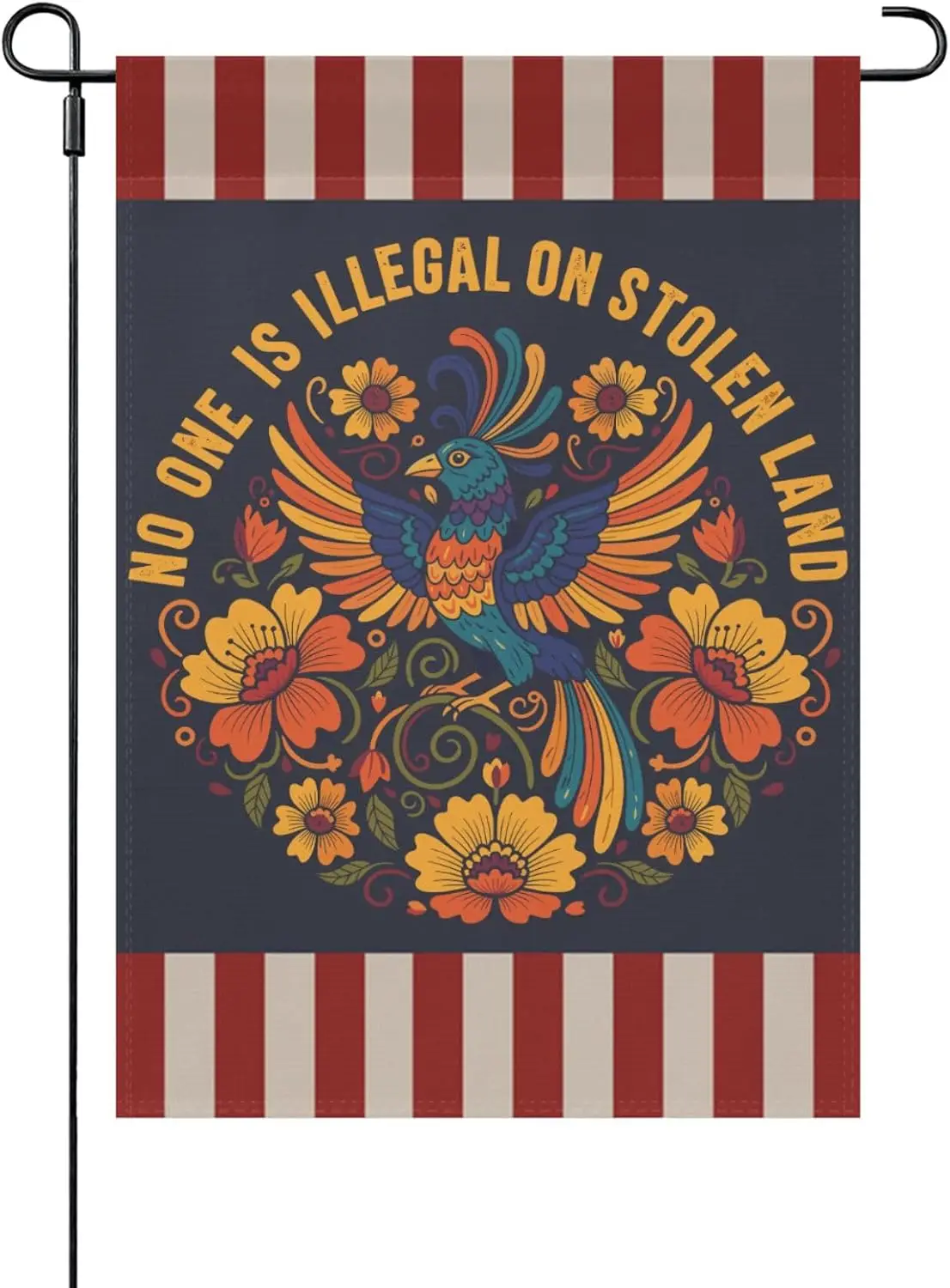 No One Is Illegal On Stolen Land Garden Flags Hilarious Banner Porch LLX PPM