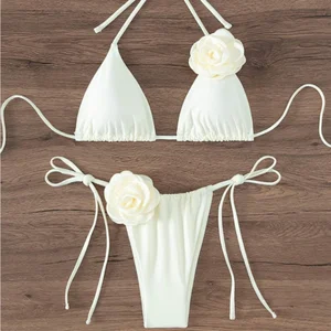 Sexy zwei Stücke Sinfers mit 3D -Blumen für Frauen, Riemchenbikini, Upper Hantel, zwei Stück, Strandkleidung 6 Hauptverkaufsflowers 3D - №3