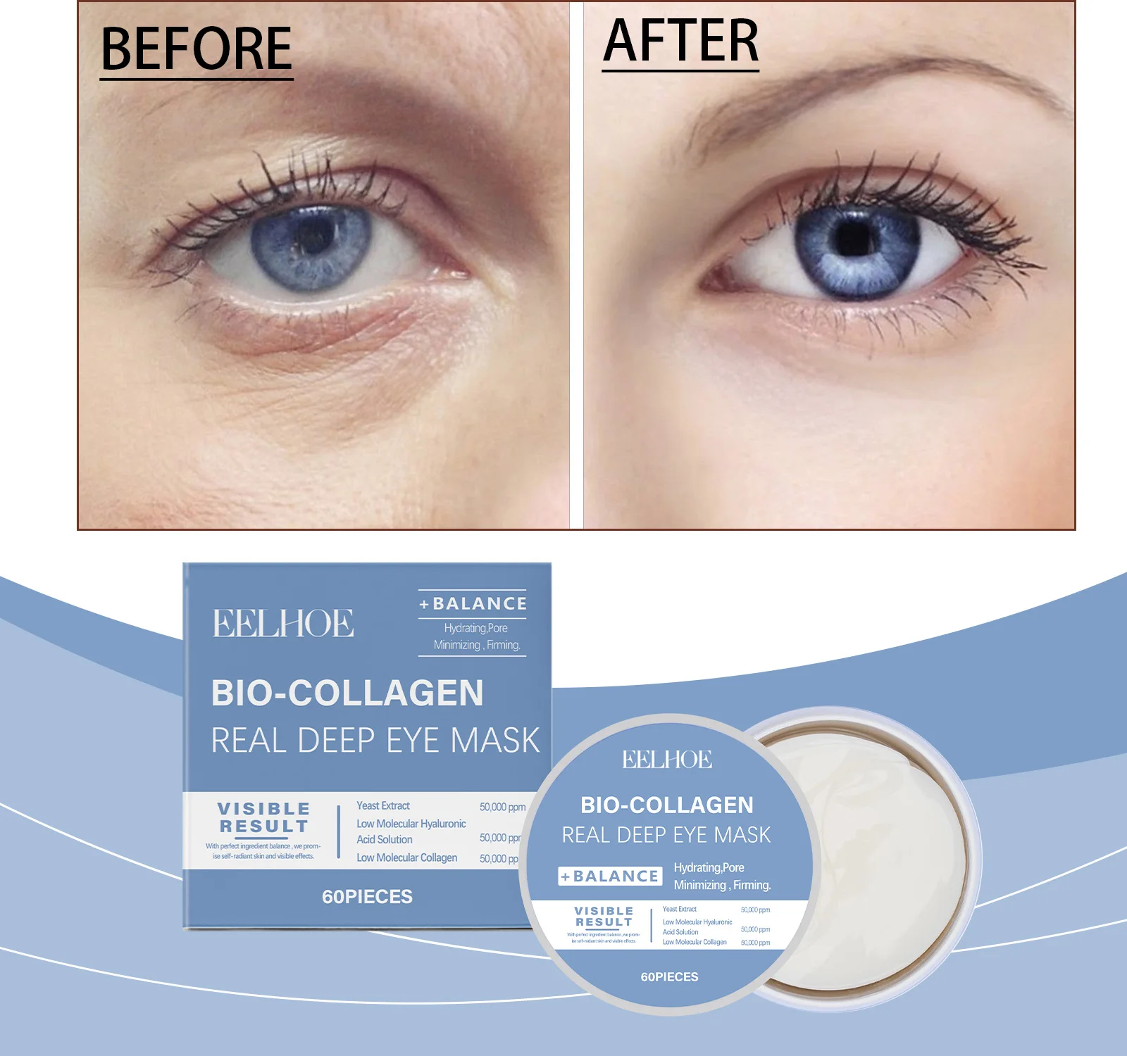 

EELHOE Коллагеновая форма для глаз Периодическая кожа Увлажняющий увлажняющий патч для кожи