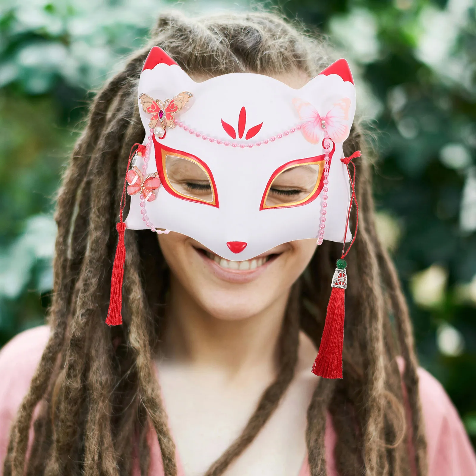 Fox Half Mask Lightweight Comfortable Masquerade Cosplay Decorative Prop Fits Most Faces Halloween Costumes