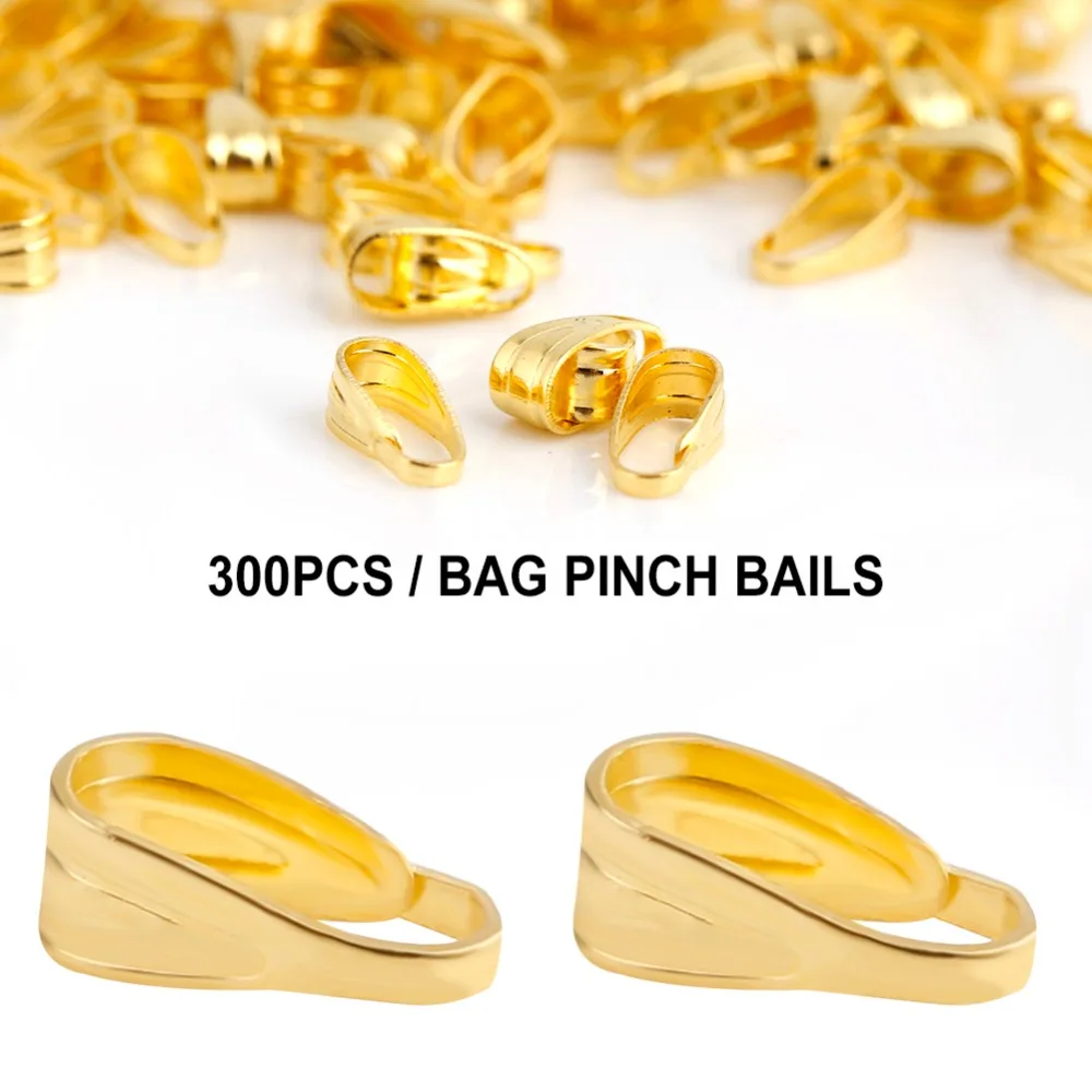 300Pcs Flat-Back Different Colors Snap Bail Hook 3*7mm Alloy Pendant Clasp Connector Pinch Clips Clasps for DIY Crafts