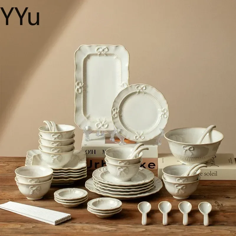 Modern Full Set Dinner Sets Friendly Aesthetic Luxury Ceramic Dinnerware Sets Kitchen Italian Vajilla Porcelana Dinner Set