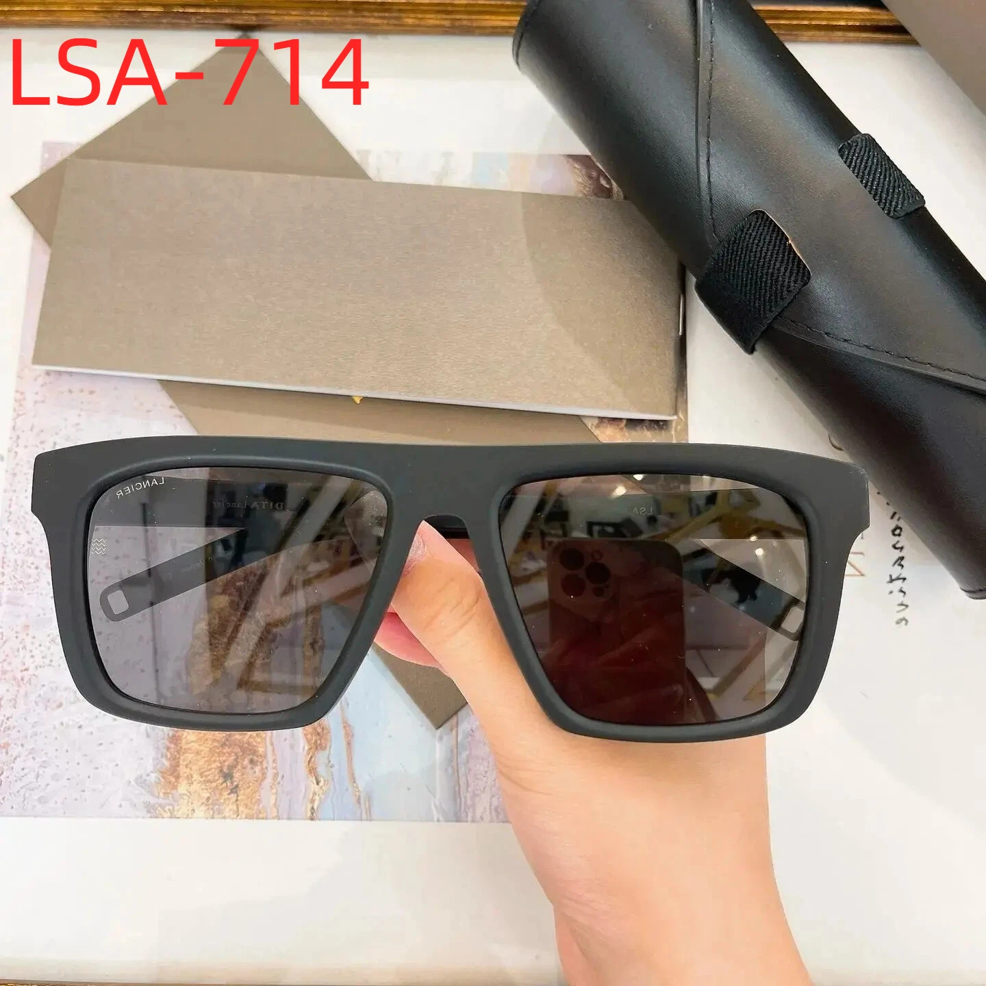 

New DT LANCIER LSA-714 LSA714-A Fashion Casual Retro Womens Sunglasses Classic Luxury Acetate Frame Men's Sun Glasses With Box
