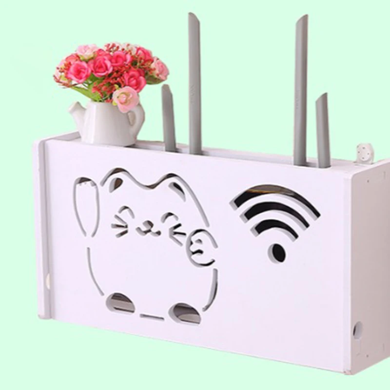 Wifi Router Storage Box Power Plug Wire Organizers Case TV Set Top Box Wall Mount Power Strip Switch Shelf-Hanging Plug Bracket