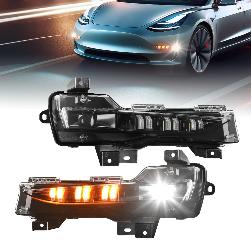 

Super Bright Projector Fog Beam Turn DRL 2021 Model 3 sr+ Fog Lights for Model Y 2021-2023