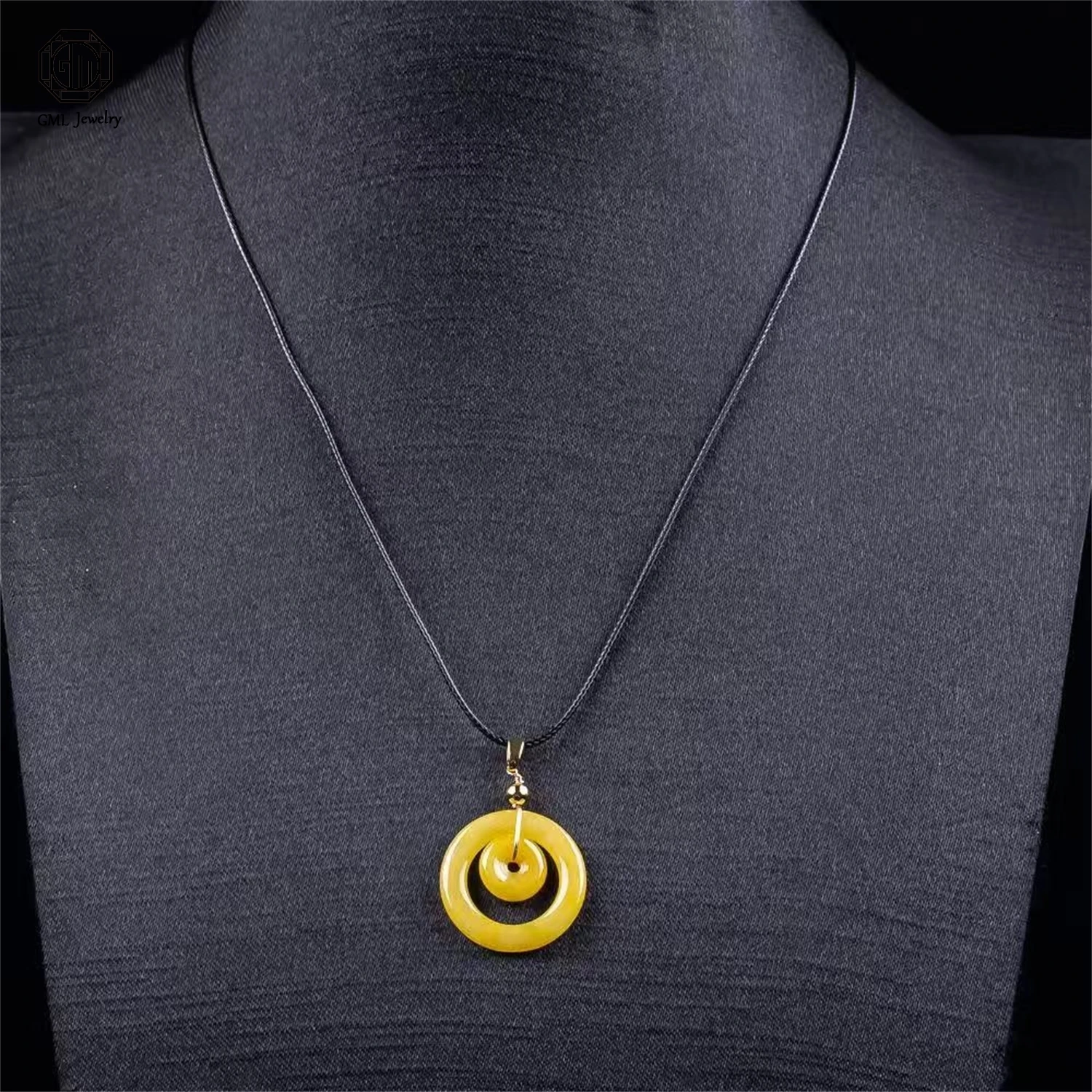 Natural Jadeite Full Yellow Jade Mother Child Peace Lock Pendant Set Harmony Protection Unisex Gemstone Necklace Jewelry Gift