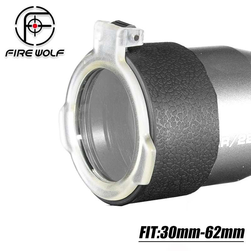 FIRE WOLF Transparent Clear Flip-Up Scope Lens Cover, See-Through Lens Protector for Scopes & Red Dot Sights