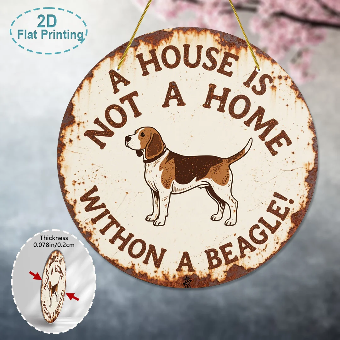 2D Flat, 1pc 2D Flat Printed Vintage Wooden Dog House Sign - 