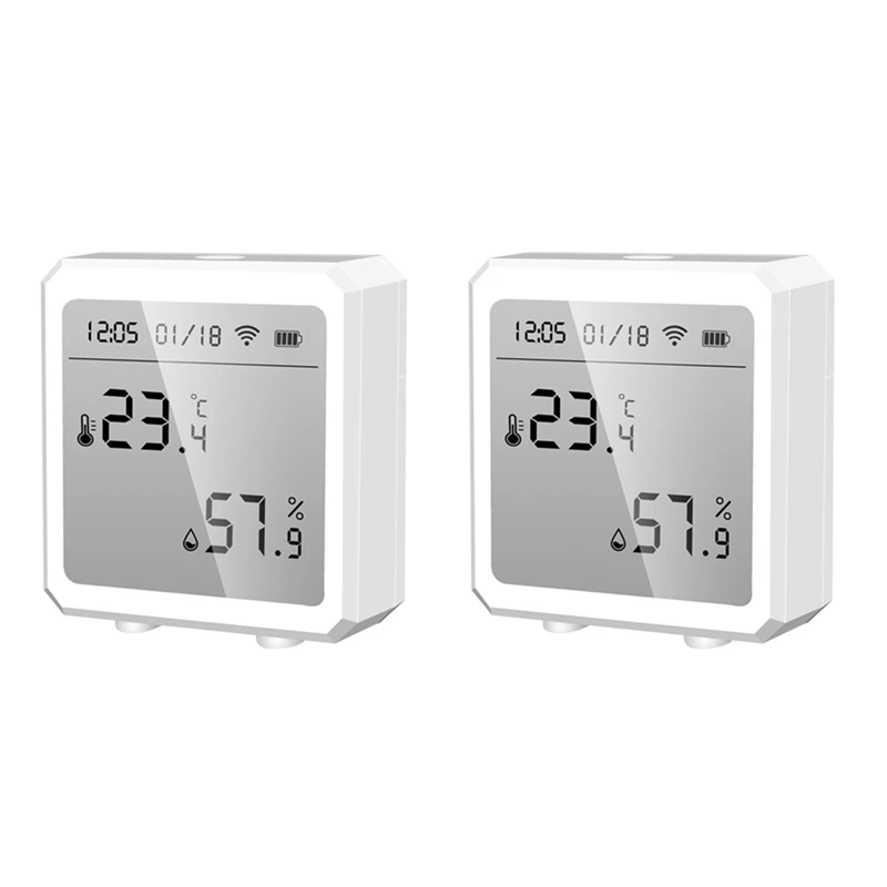 

2Pcs Tuya Smart Wifi Temperature Humidity Detector Indoor Hygrometer Thermometer With LCD Display Alarm Sensor