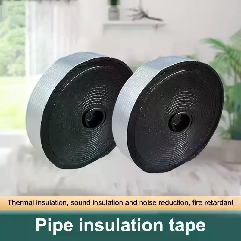 1 Pc 10m Self Adhesive Pipe Insulation Tape Heat Soundproof Fire Resistant for Home Heating Plumbing Repair Weatherproof