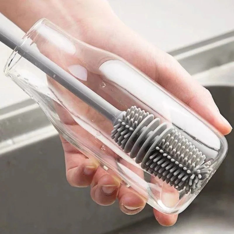 Silicone Milk Bottle Brush Cup Scrubber Glass Cleaner Kitchen Cleaning Tool Long Handle Drink Bottle Glass Cup Cleaning Brush view 2