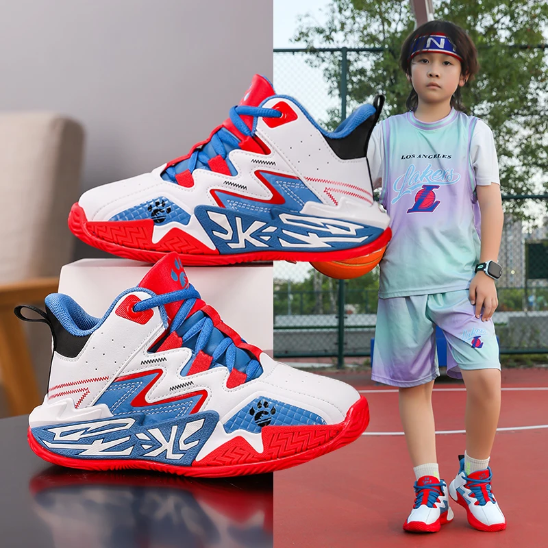 

Autumn Leather Kids Basketball Shoes for Boys Non-slip Casual Sports Shoes Children's Basketball Sneakers Child Basket Trainers