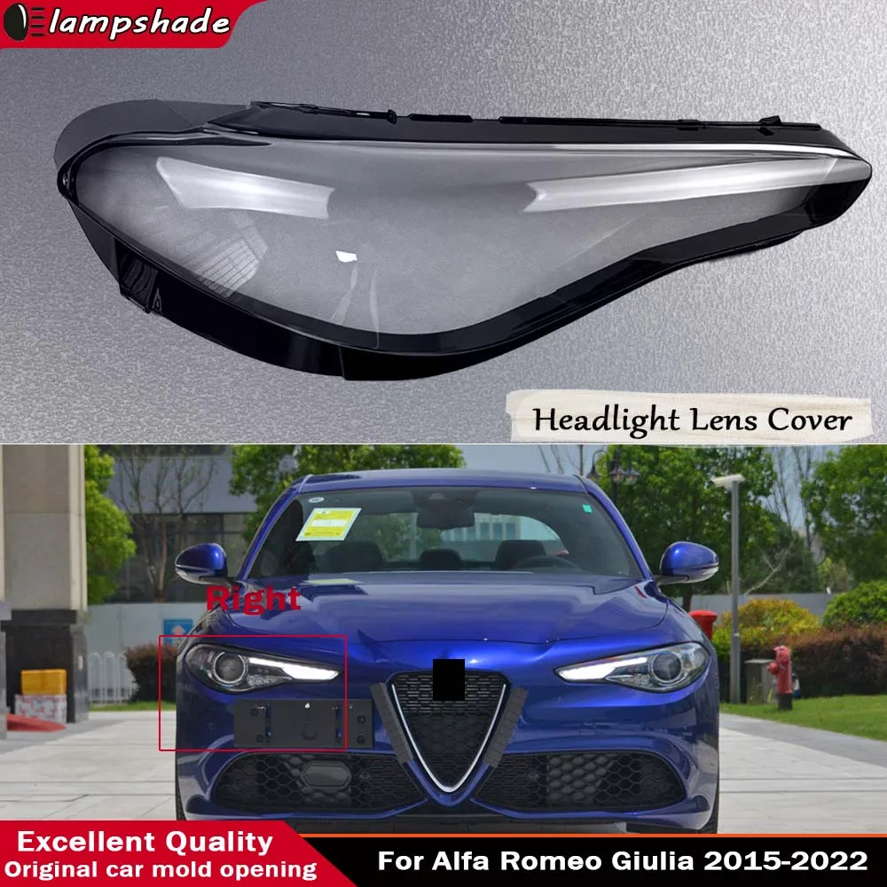 Auto Lamp Case Car Transparent Lampshade Lamp Shade Front Headlight Cover Glass Lens Shell For Alfa Romeo Giulia 2015 - 2022