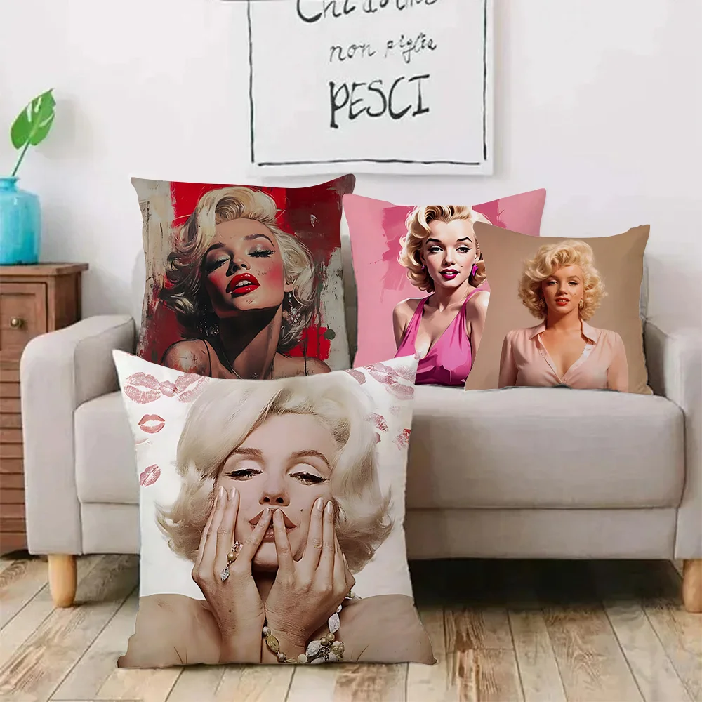 Pillow Covers M-MarilynS MonroeS Cartoon Sofa Decorative Home Double-sided Printing Short Plush Cute Cushion Cover