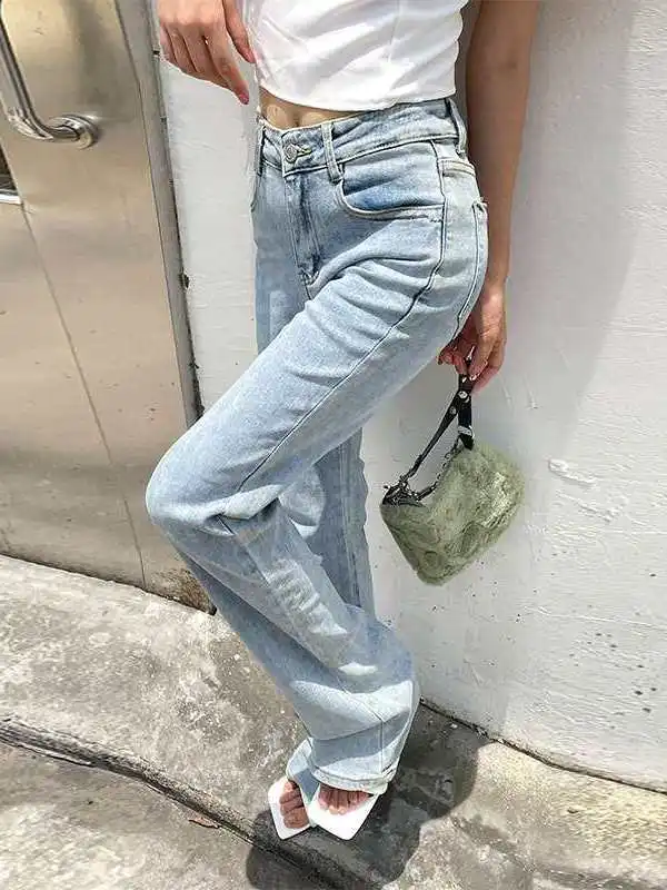 

High Waist Stretch Caramel Brown Long Horn Women's Jeans Spring Cleanfit mid Elastici High Waist PU Leather Bla Jeans
