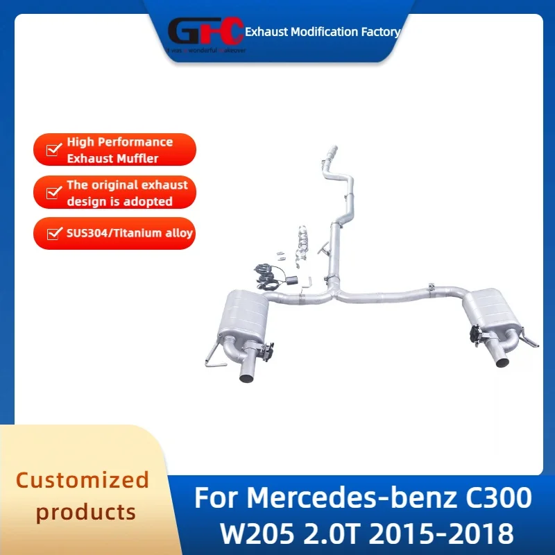 

Выхлопная система Catback Valvetronic для Mercedes-Benz C300 W205 2.0T 2015-2018, высокопроизводительная, из нержавеющей стали 304, с клапаном и глушителем.