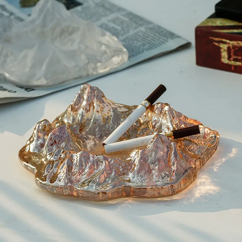 Iceberg Shape Glass Ashtray, Nordic Light Luxury Home Decor, Creative Crystal Smoke Tray for Office