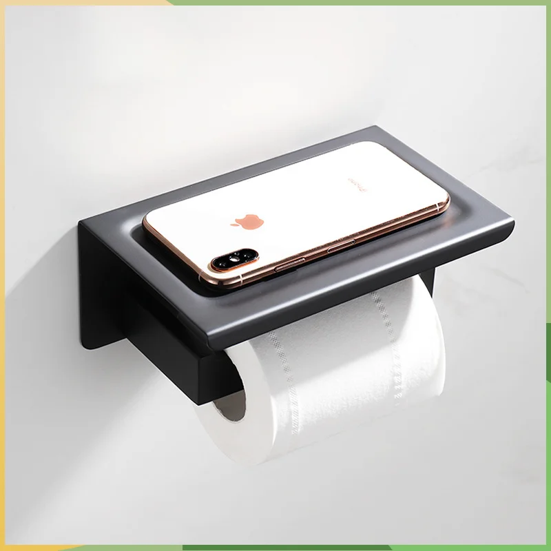 304 Stainless Steel Wall-Mounted Bathroom Paper Towel Holder Mobile Phone Storage Paper Holder Bathroom Hardware Accessories